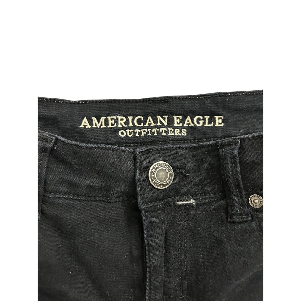 American Eagle Denim Short Womens 12 Black Excellent High Waisted Raw Hem Cutoff - Picture 3 of 7